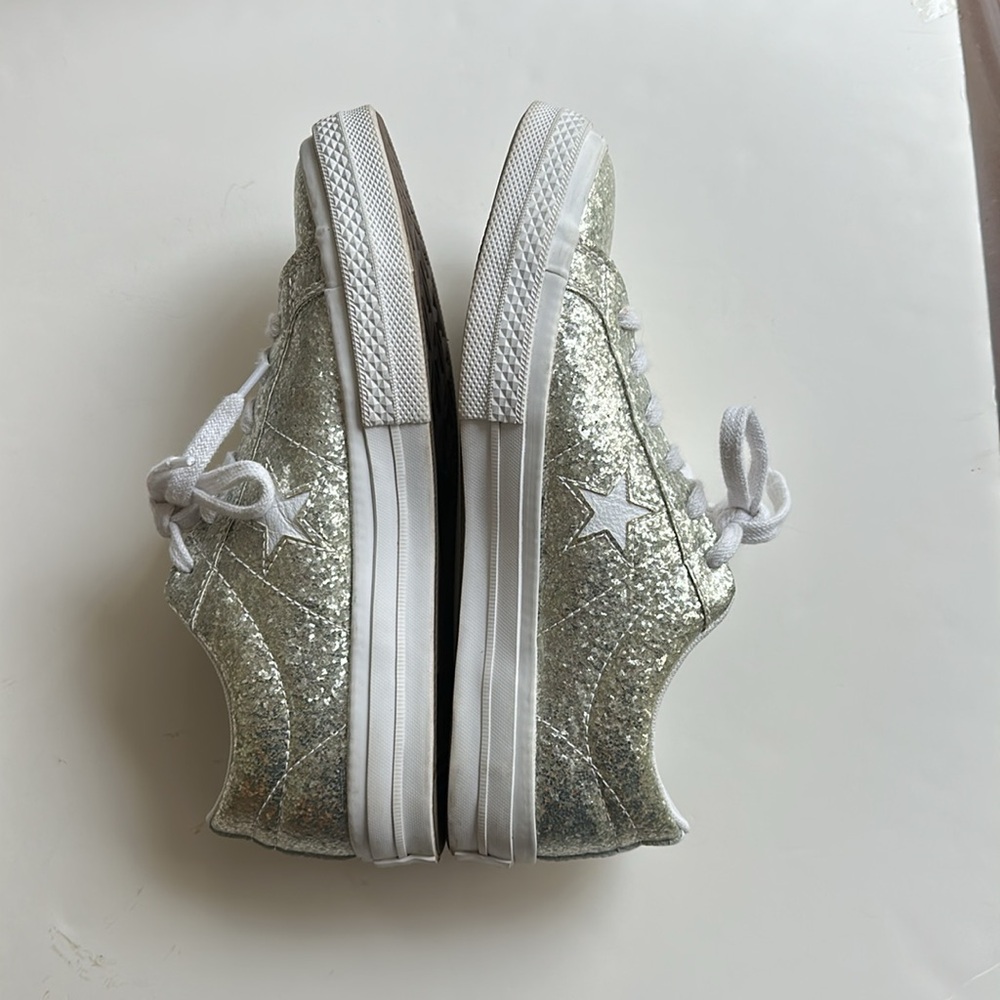 Converse Silver Glitter Custom All Star size 8 - Picture 4 of 11